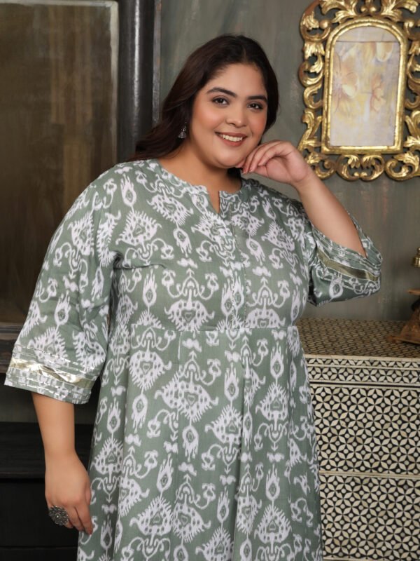 Plus Size Grey Cotton Print Gown - Image 4