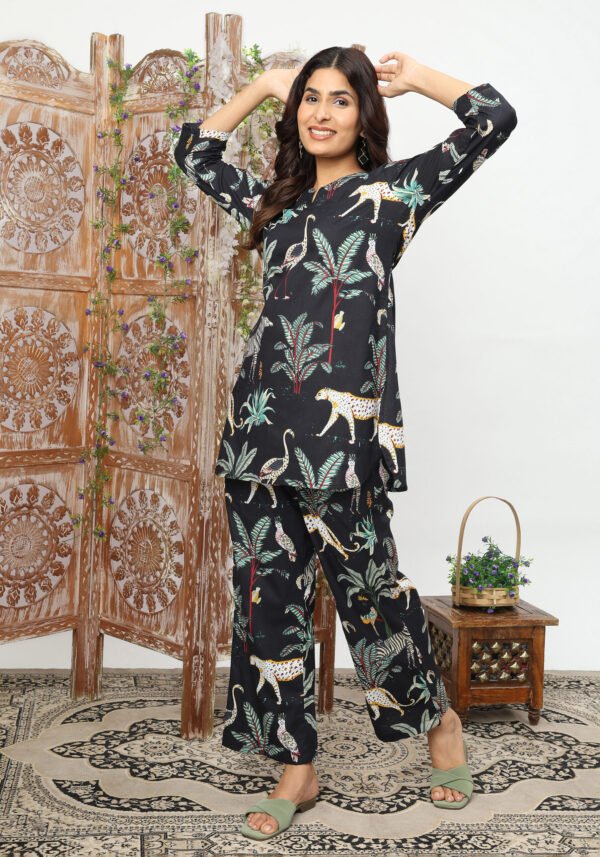 Trendy Black Animal Print Cotton Dream Co-Ord Set – Bold & Chic - Image 3