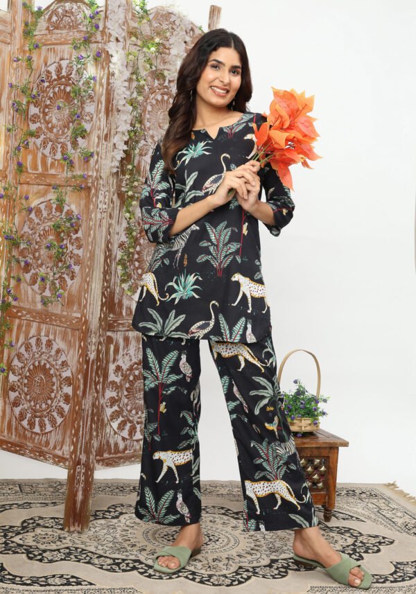 Trendy Black Animal Print Cotton Dream Co-Ord Set – Bold & Chic - Image 4