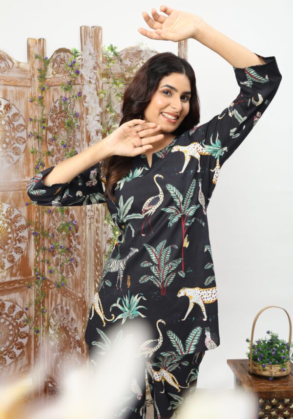 Trendy Black Animal Print Cotton Dream Co-Ord Set – Bold & Chic - Image 5