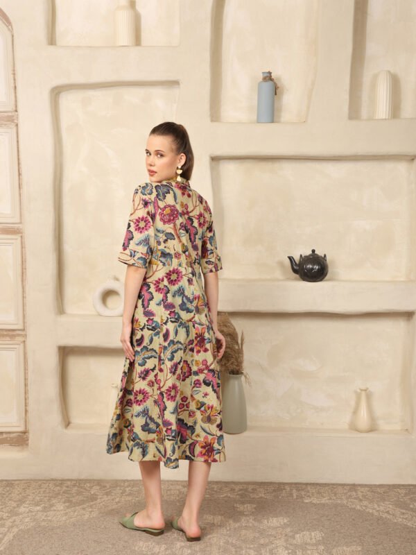 House of Attire – Multi Floral Cotton Midi Dress - Image 6
