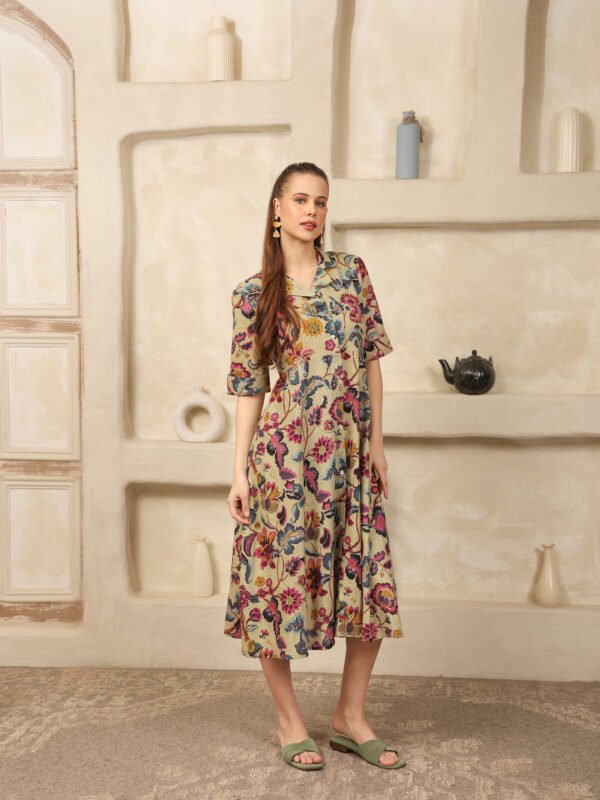House of Attire – Multi Floral Cotton Midi Dress