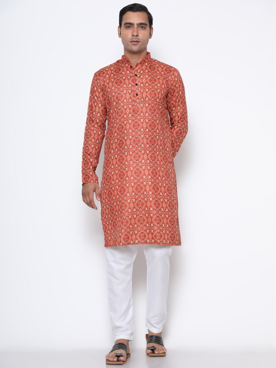 Digital Print Kurta Orange