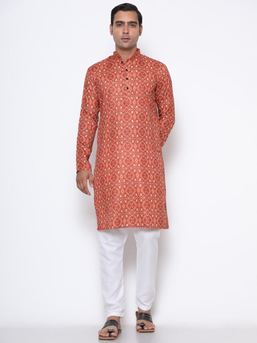Digital Print Kurta Orange