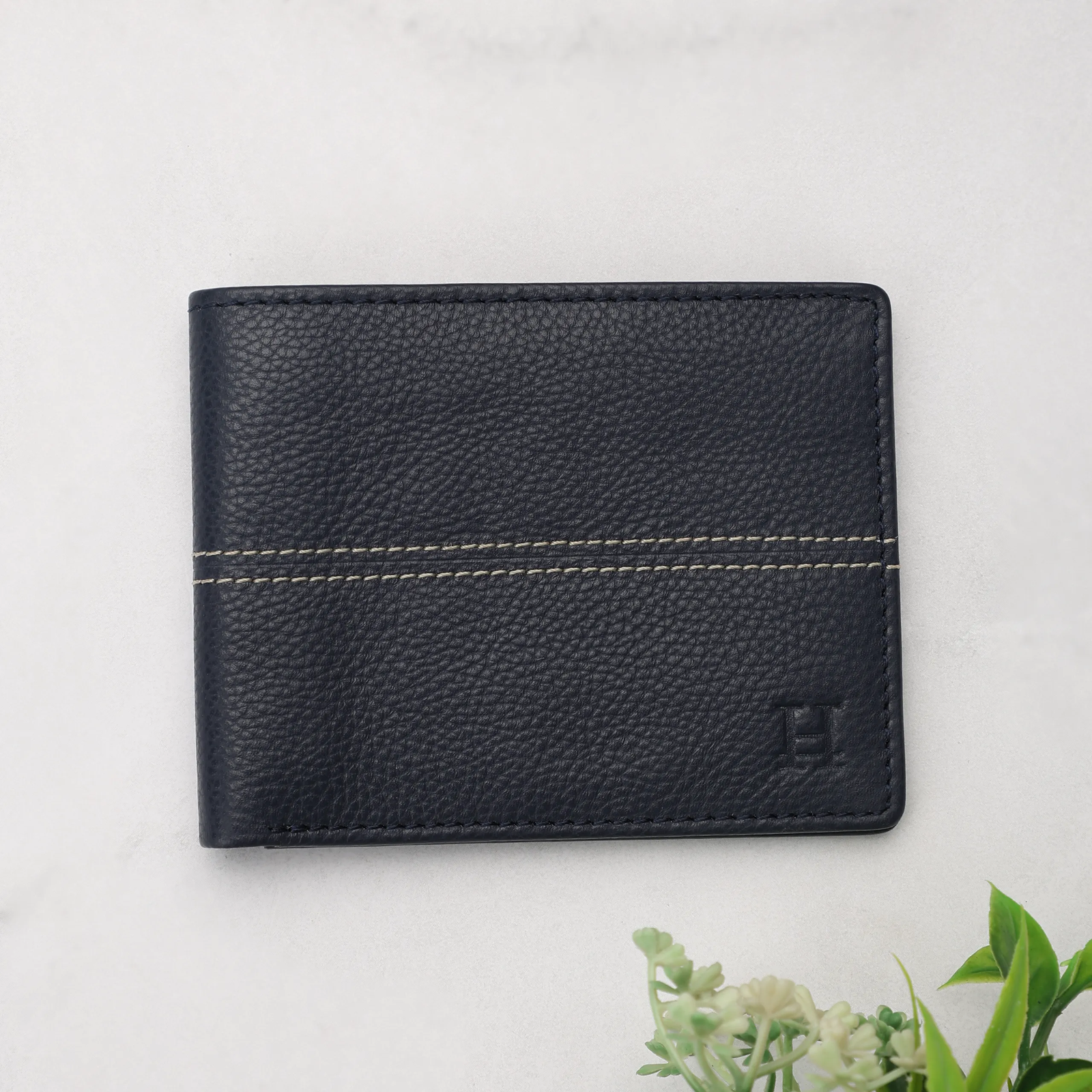 Navy Bi Fold Business Cards Wallet