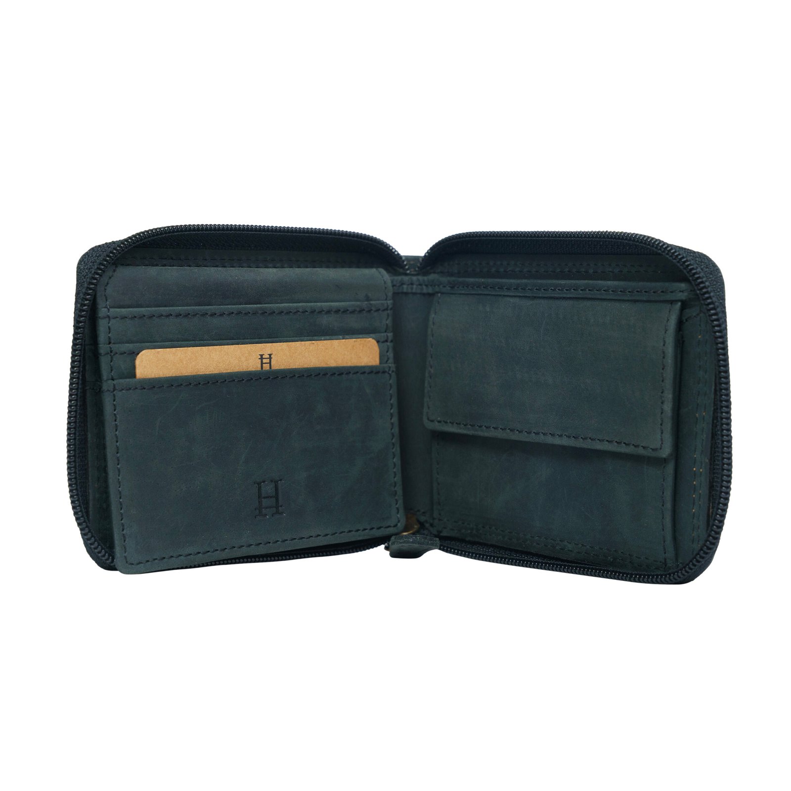 Black Bi Fold with Zip Around Wallet - Image 4