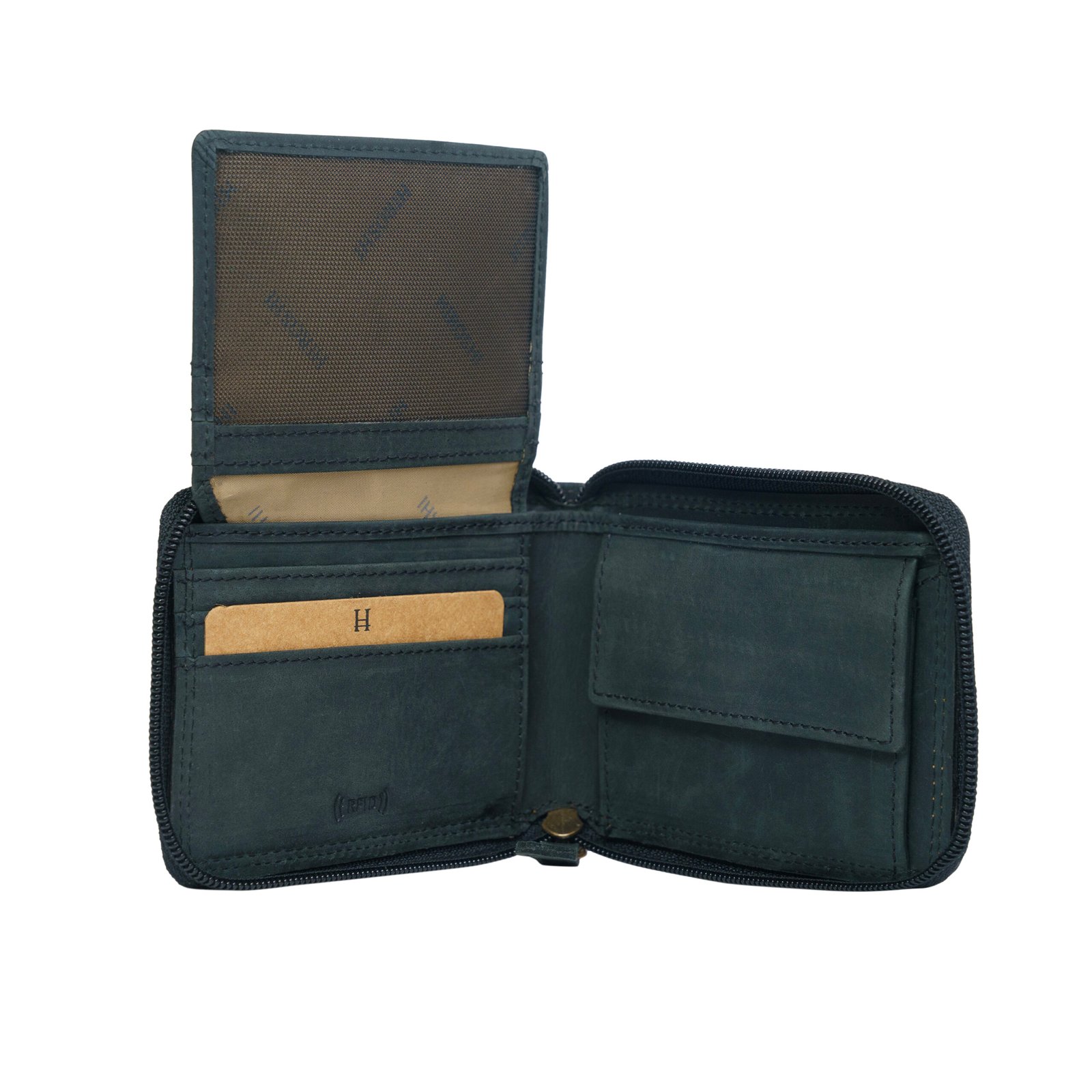 Black Bi Fold with Zip Around Wallet - Image 5