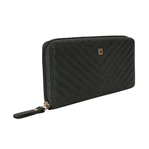 Akita Quilted Signature Green Zip Around Purse - Image 5