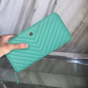 Akita Quilted Signature Turquoise Zip Around Purse