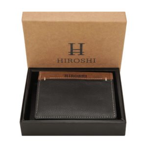 Aaron Black Tan Bi Fold Wallet