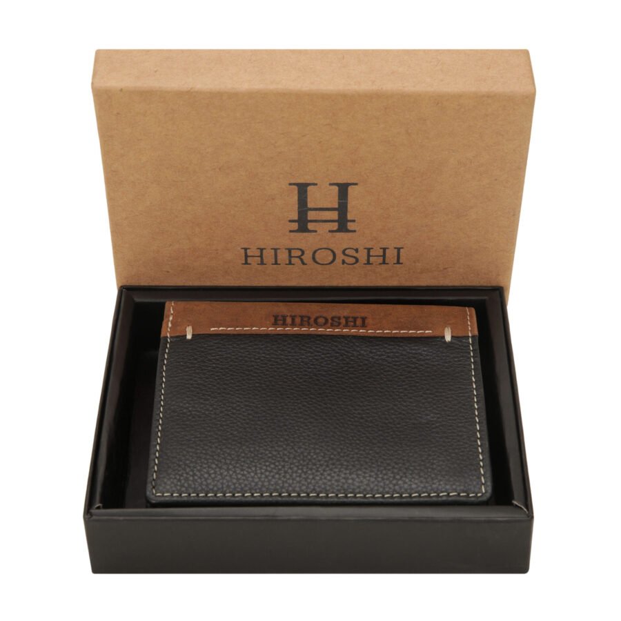 Aaron Black Tan Bi Fold Wallet