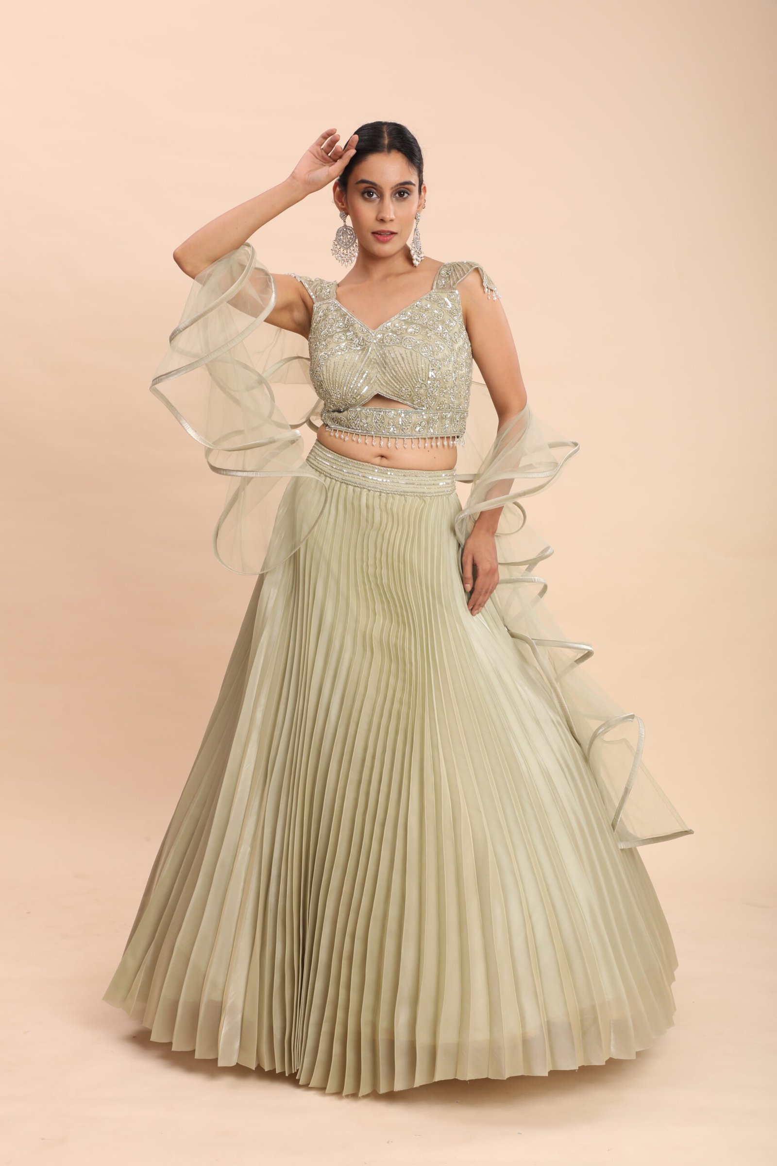 Golden Olive Radiance Lehenga - Image 2