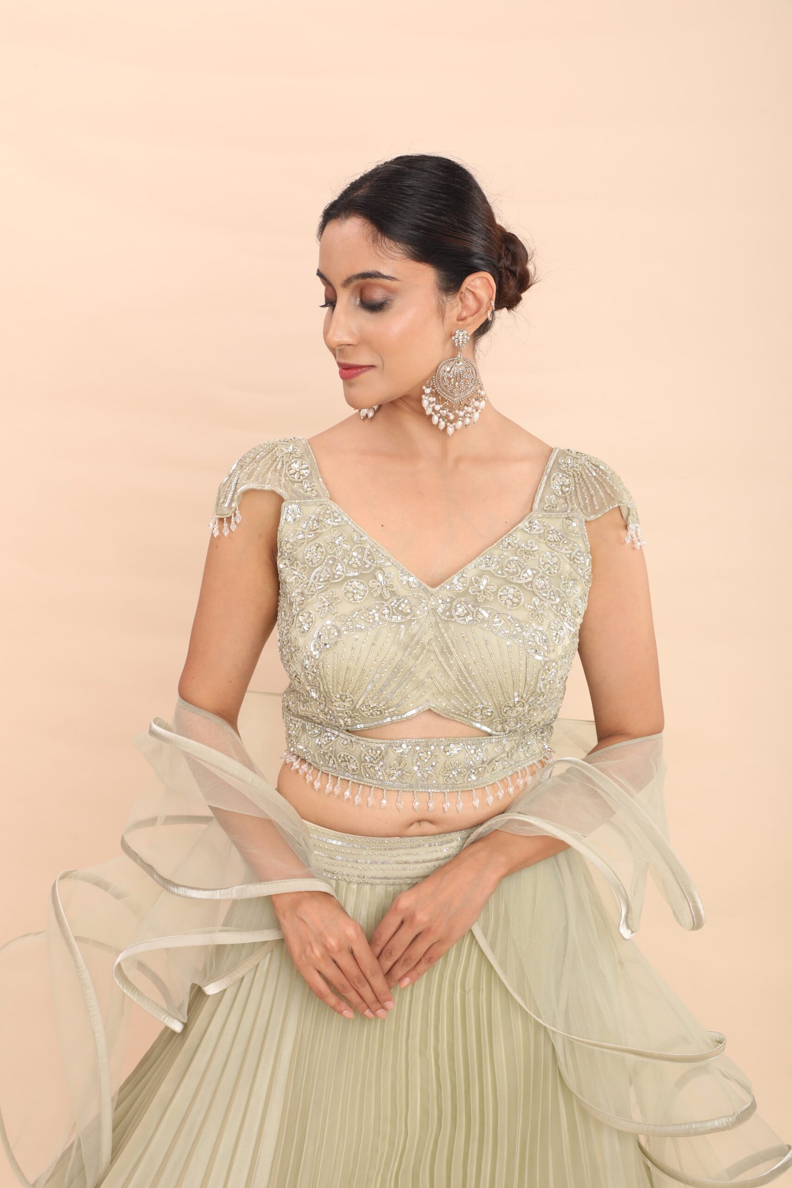 Golden Olive Radiance Lehenga - Image 7