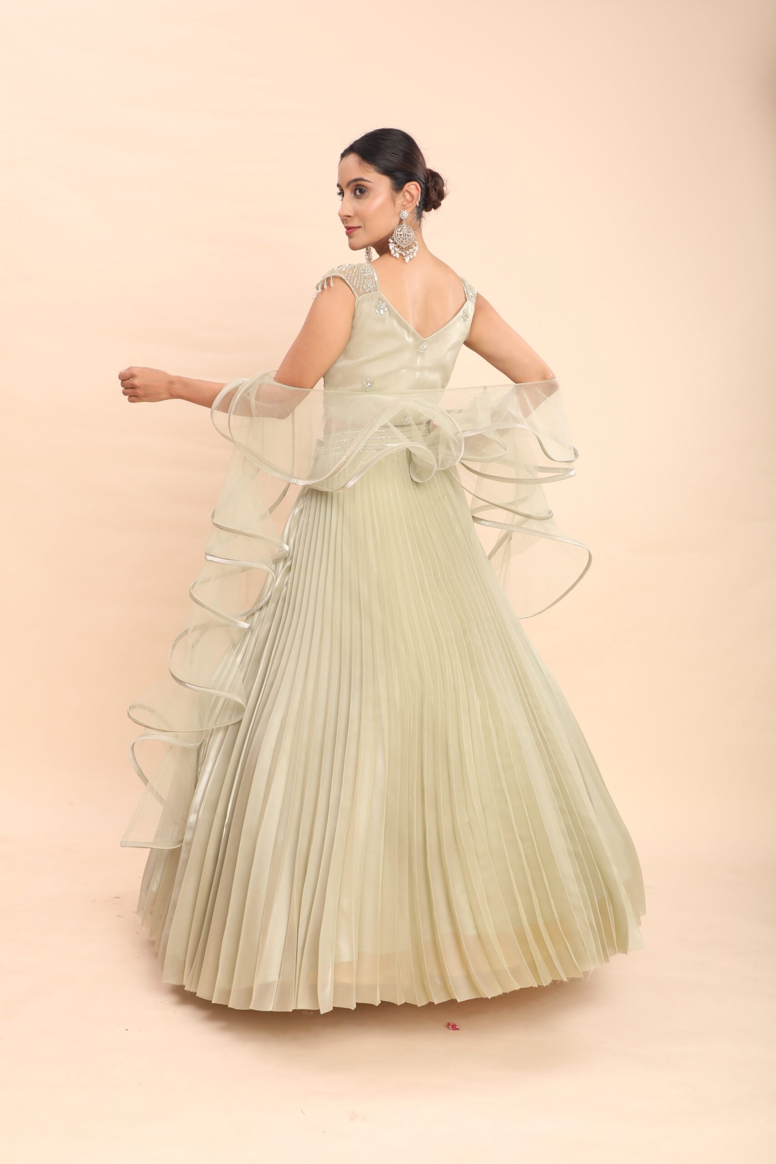 Golden Olive Radiance Lehenga - Image 9