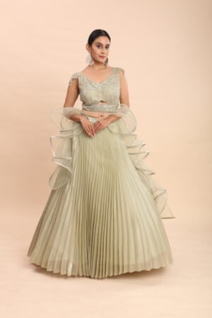 Golden Olive Radiance Lehenga