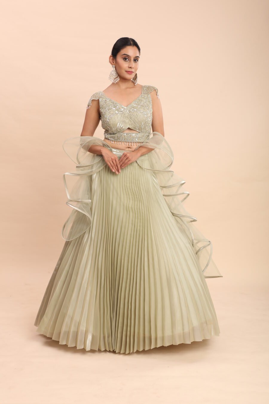 Golden Olive Radiance Lehenga