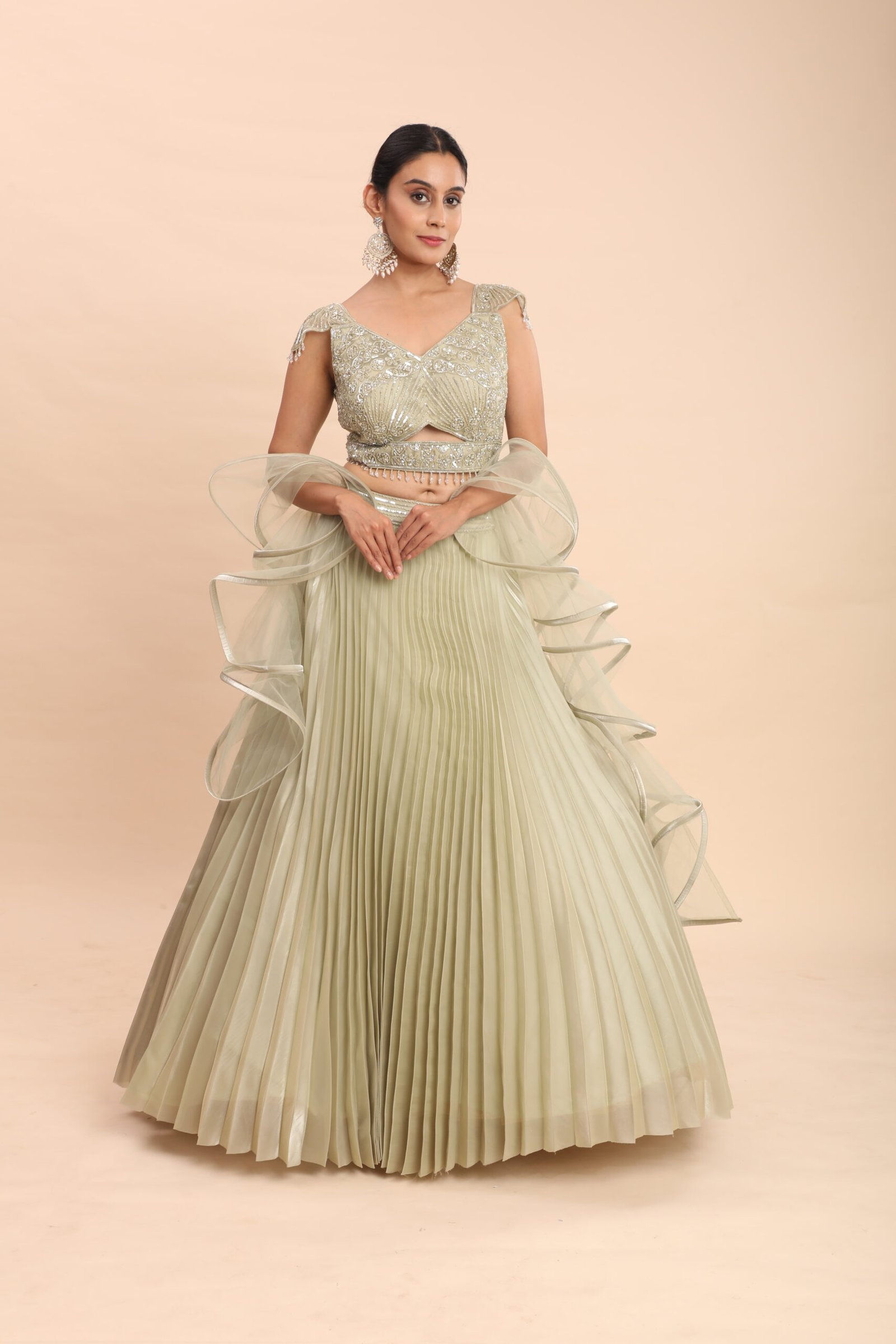 Golden Olive Radiance Lehenga