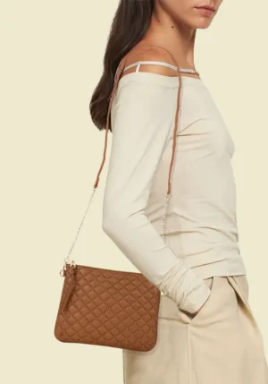 Quilted Dark Tan Sling Bag