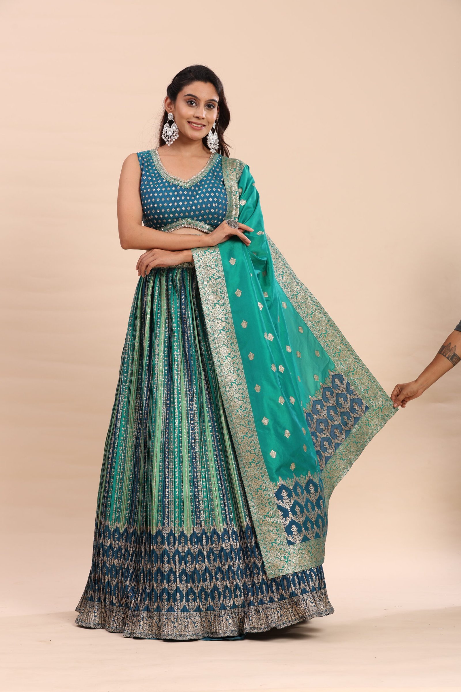 Aqua Royale Brocade Lehenga - Image 2