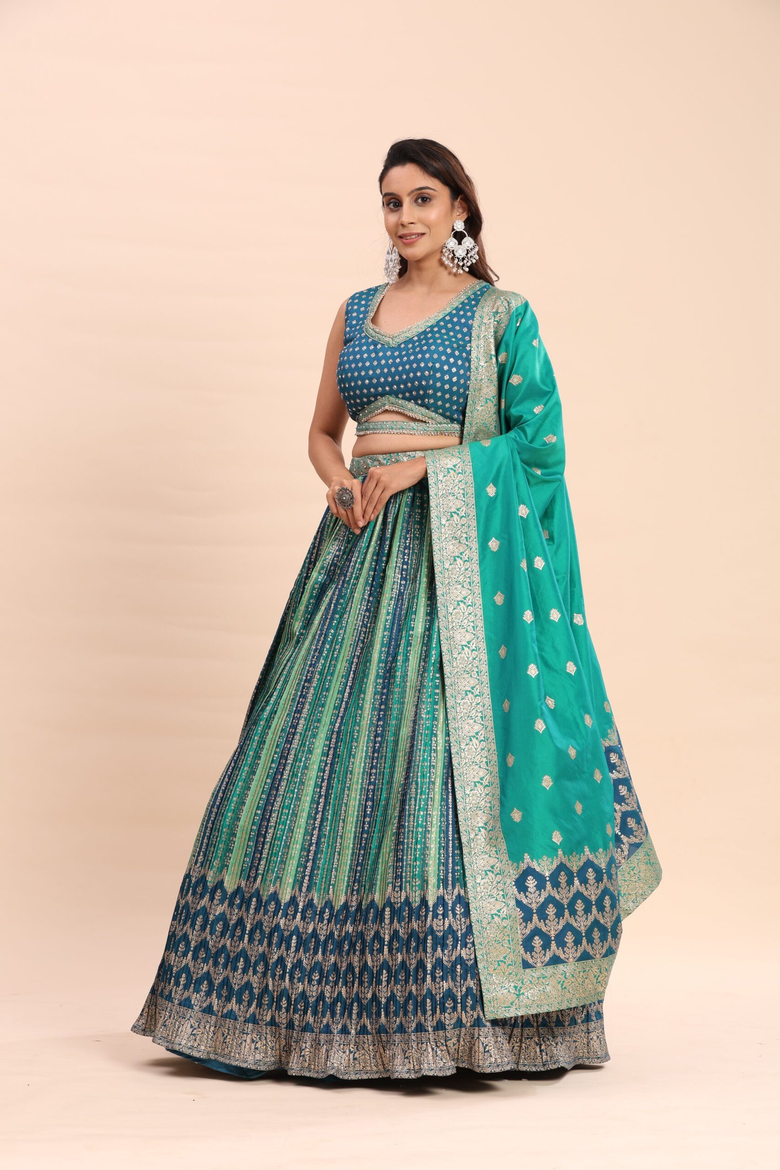 Aqua Royale Brocade Lehenga - Image 3