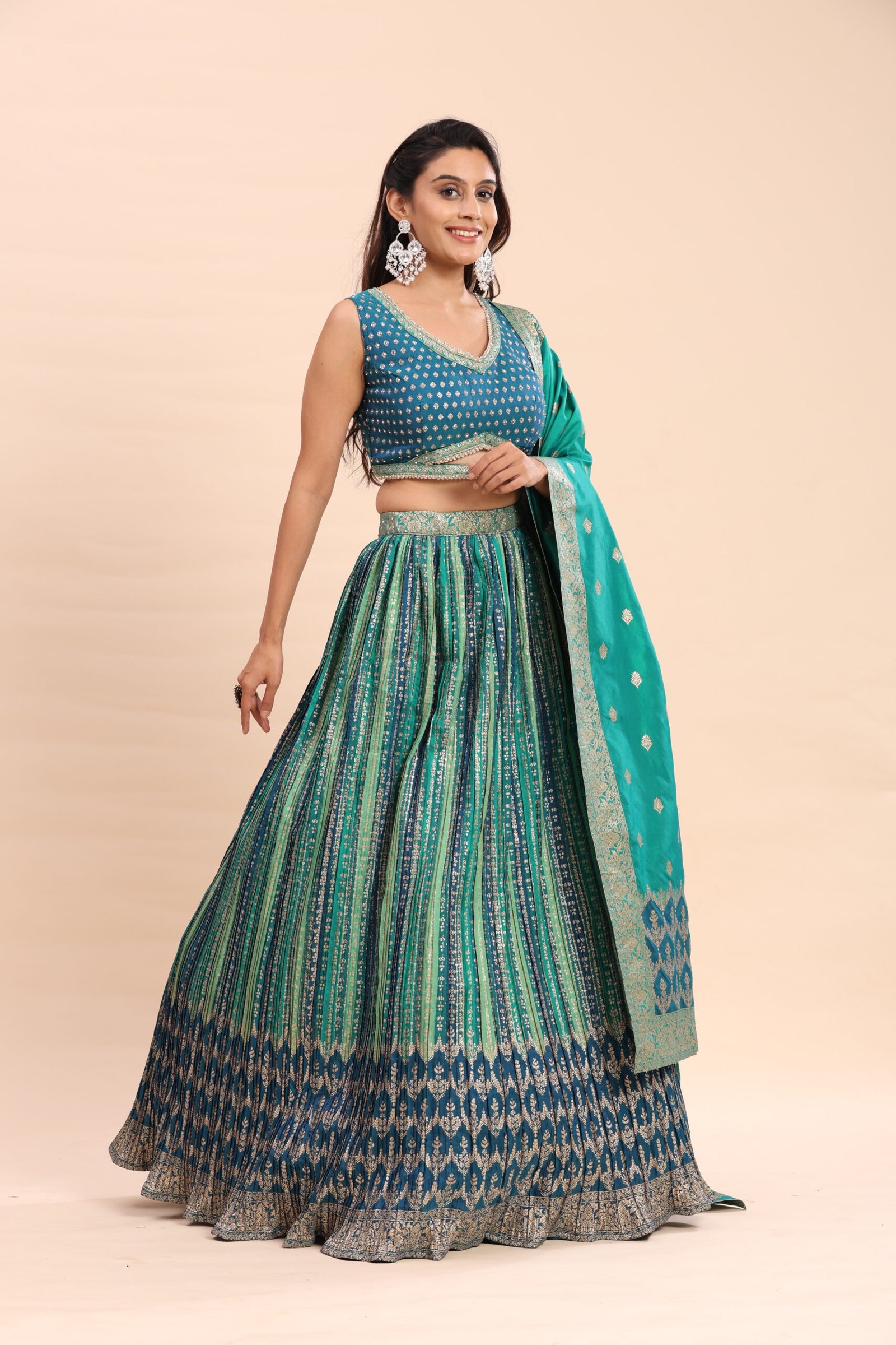 Aqua Royale Brocade Lehenga - Image 4