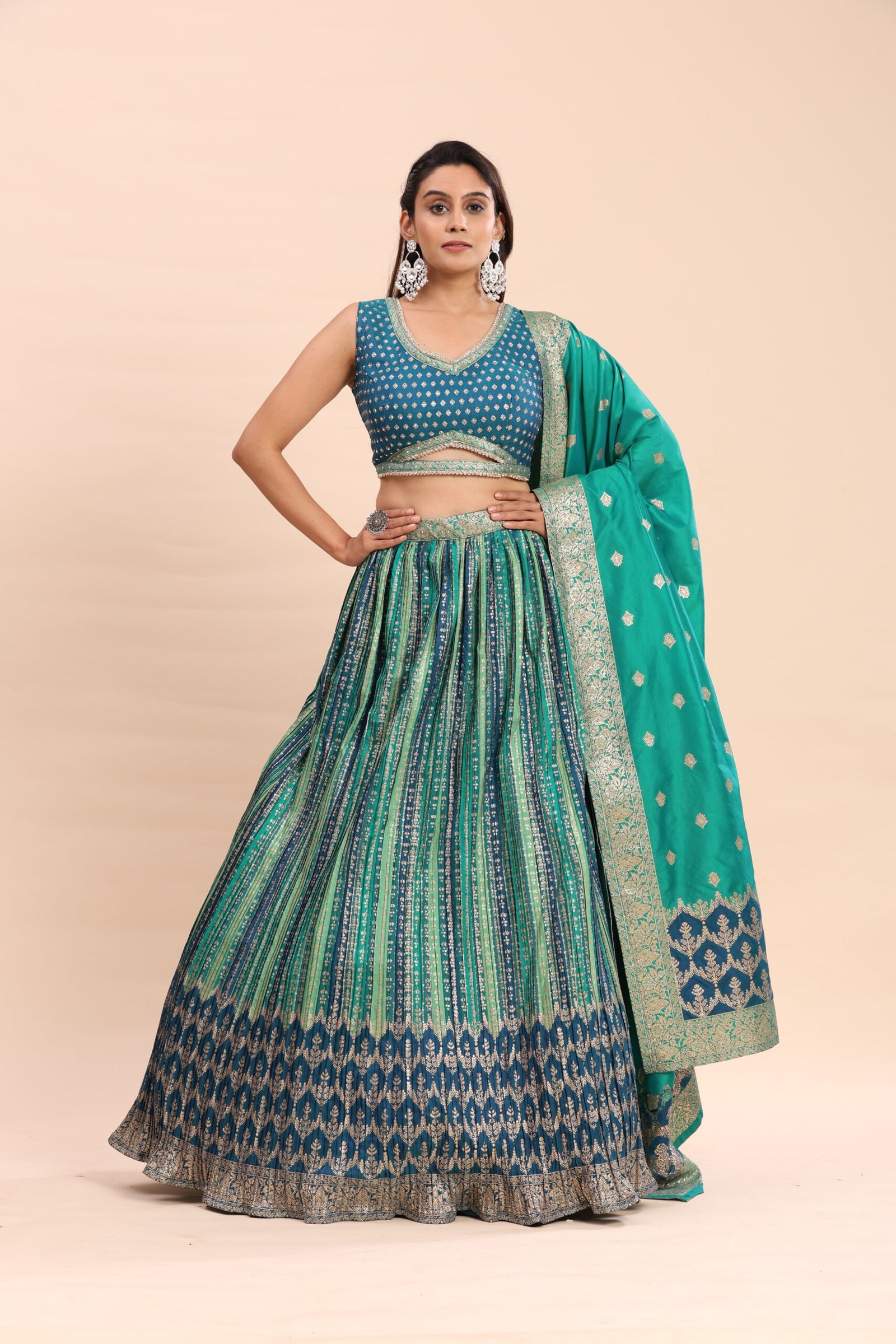 Aqua Royale Brocade Lehenga - Image 5