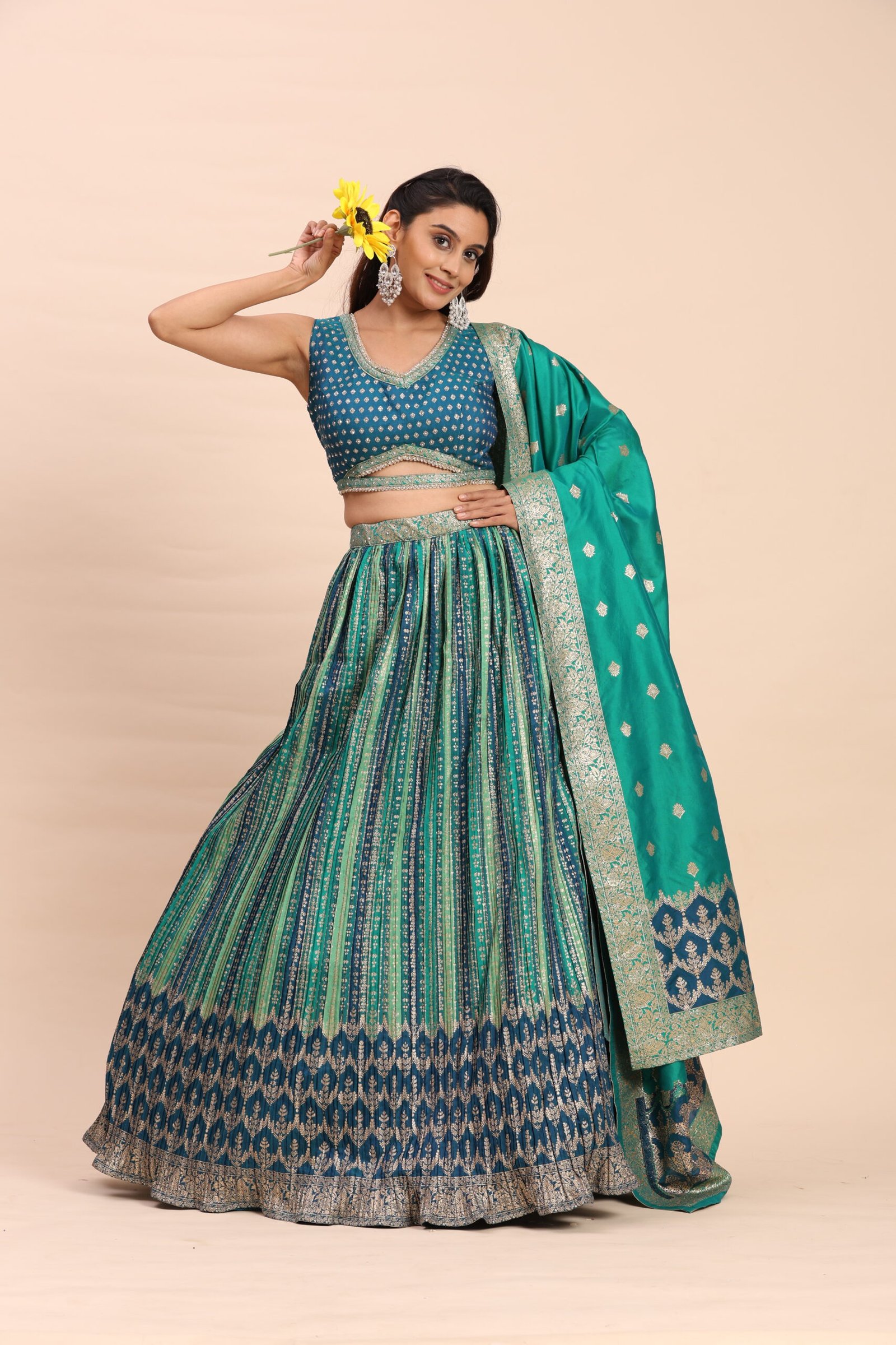 Aqua Royale Brocade Lehenga - Image 6