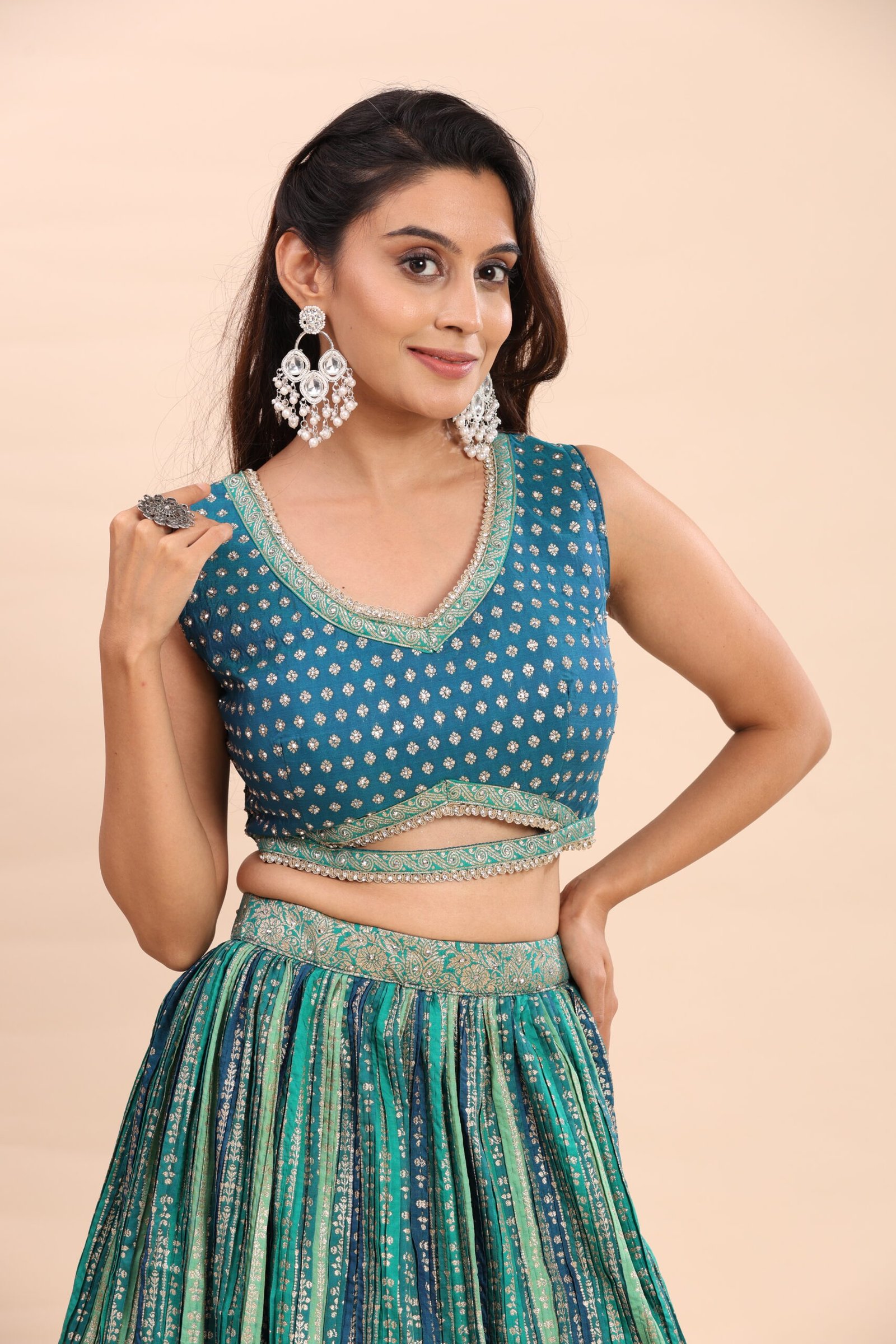 Aqua Royale Brocade Lehenga - Image 7