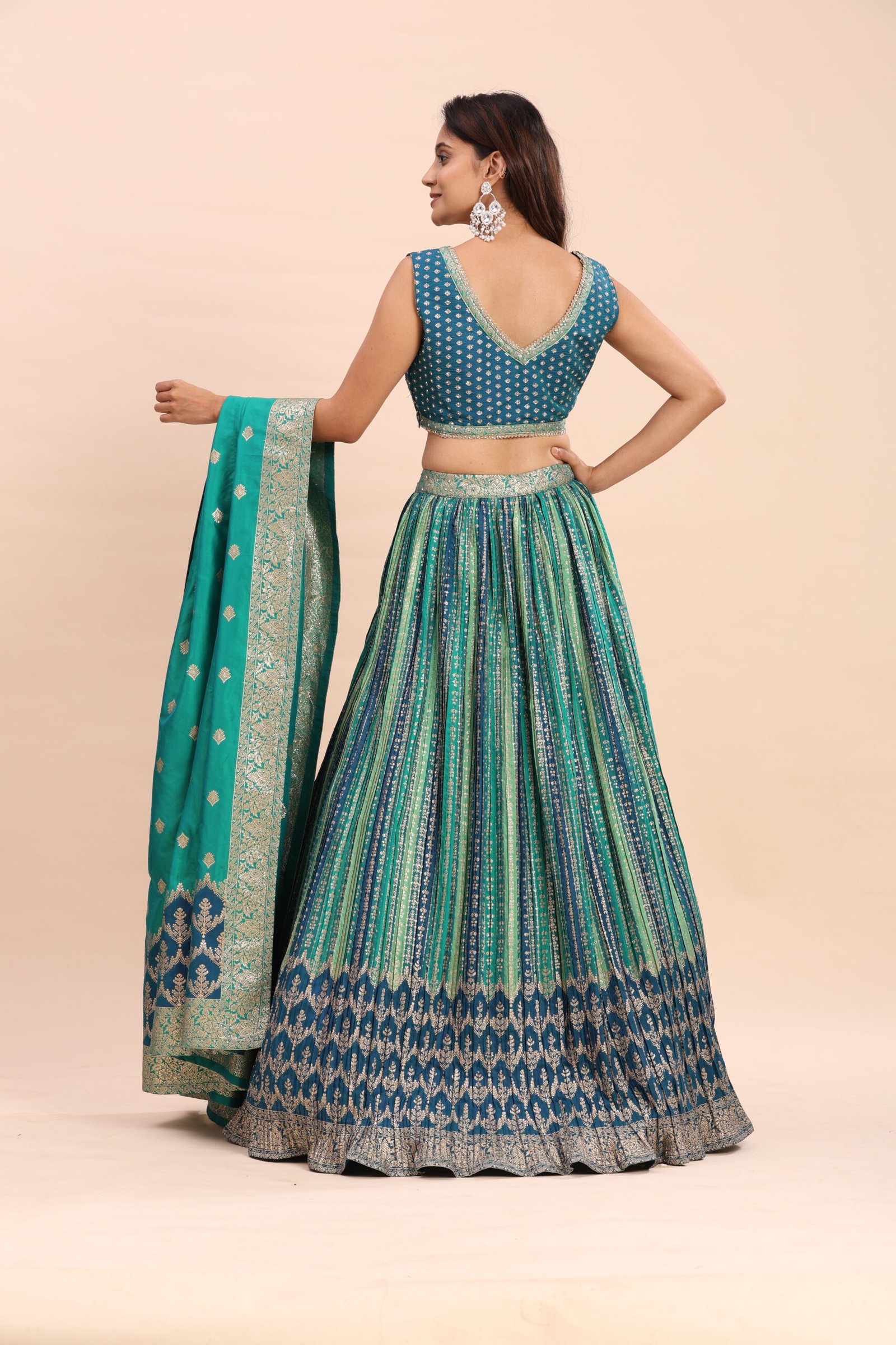 Aqua Royale Brocade Lehenga - Image 8
