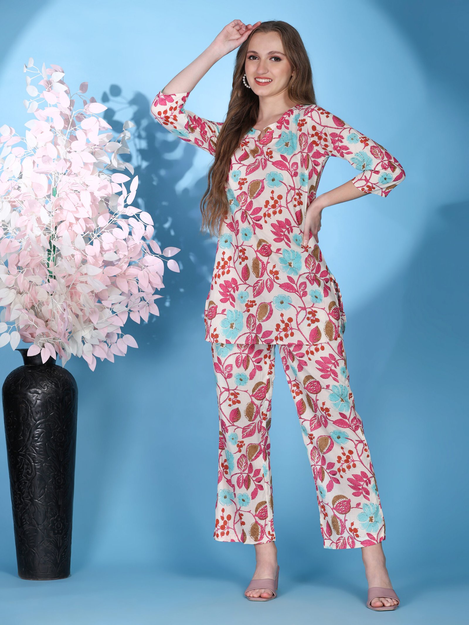 Printed Cotton Co-ord Set – Multi Colour - Image 3