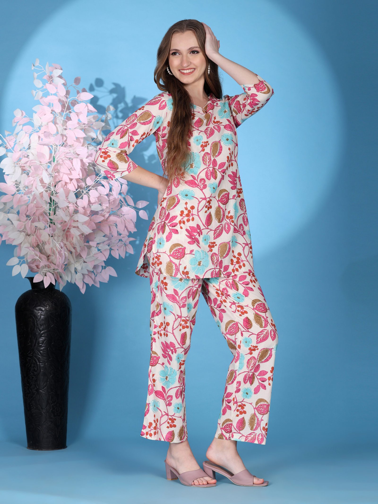 Printed Cotton Co-ord Set – Multi Colour - Image 7