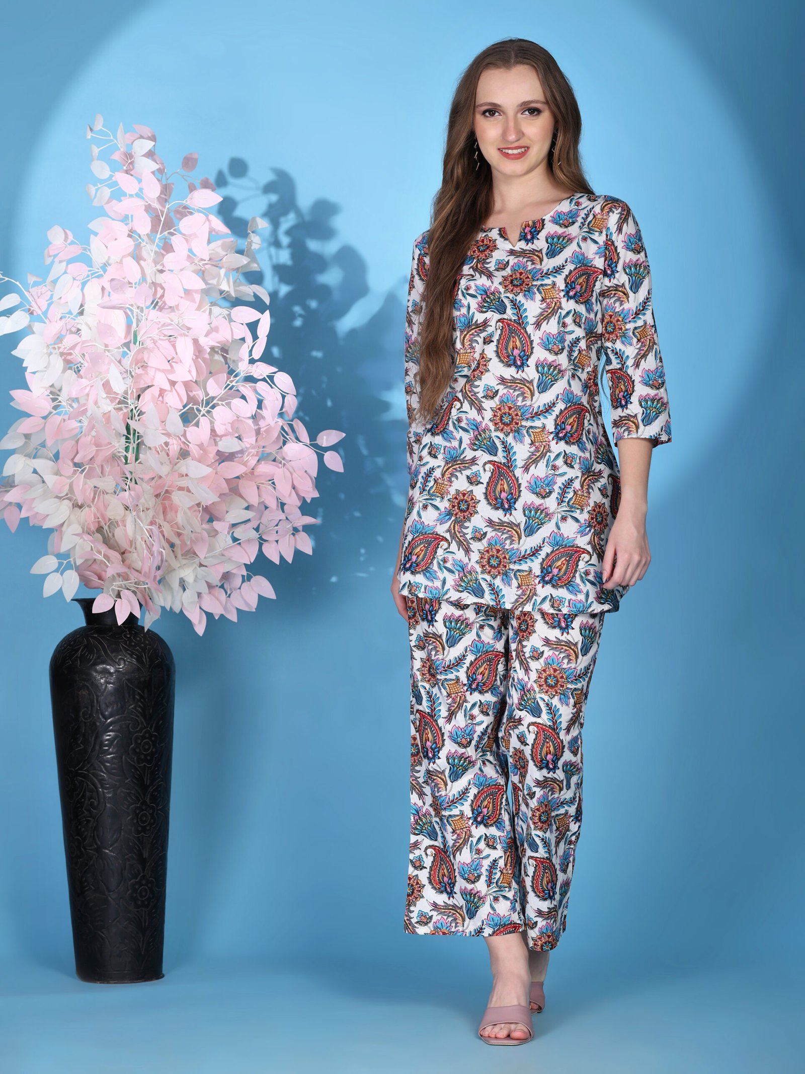 Printed Cotton Co-ord Set – Multi Colour - Image 4