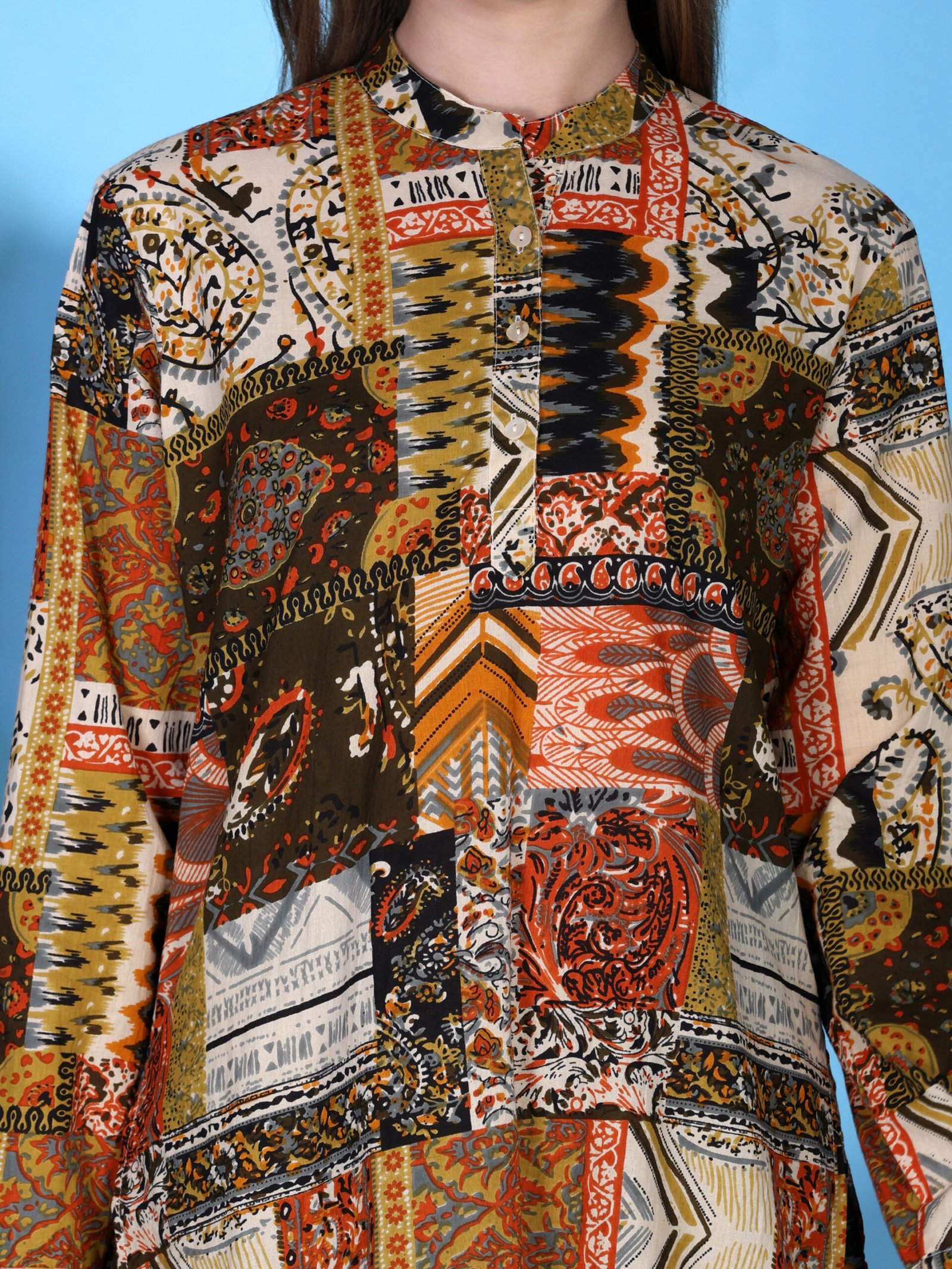 Printed Cotton Co-ord Set – Multi Colour - Image 2