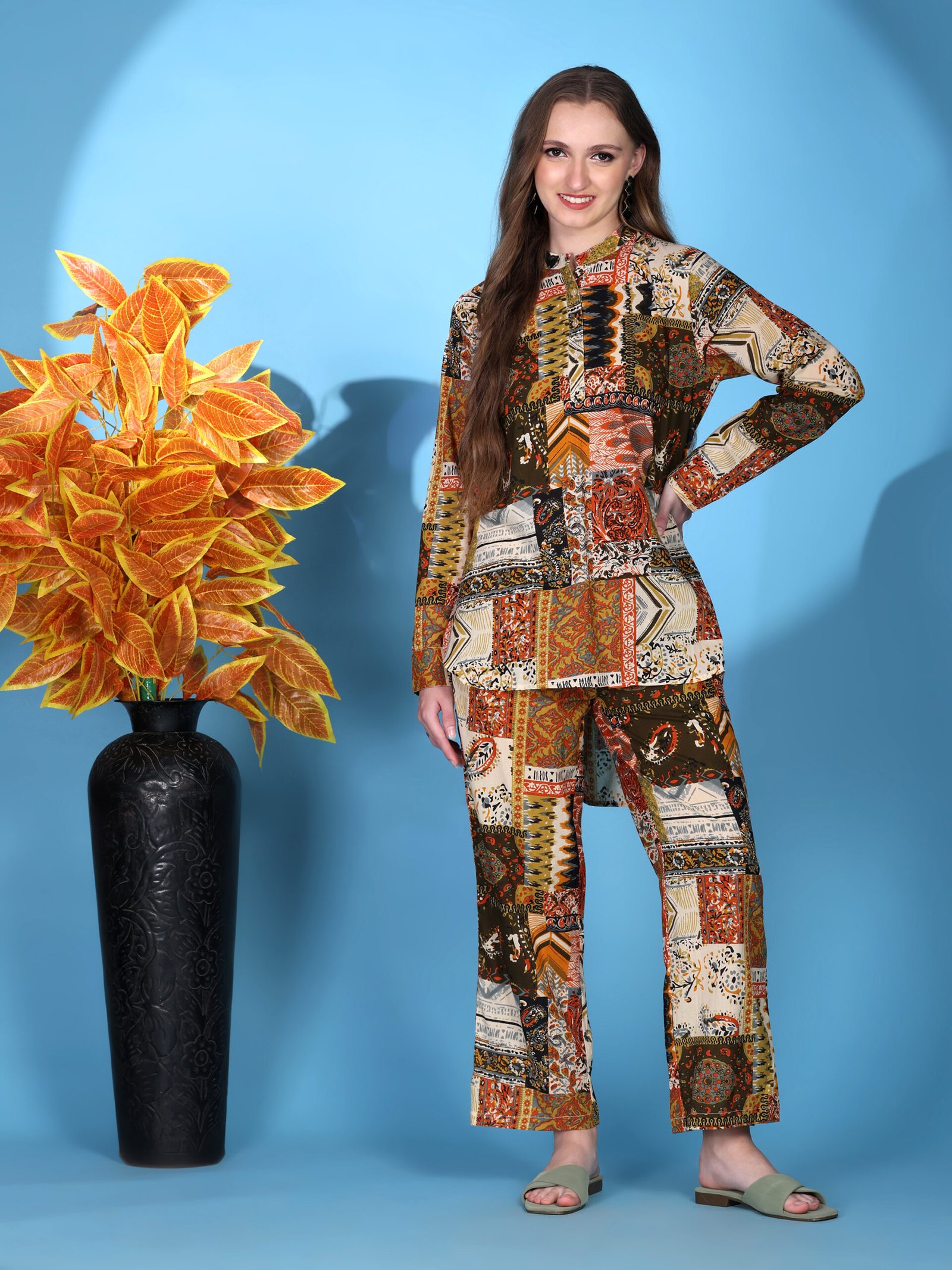 Printed Cotton Co-ord Set – Multi Colour - Image 3