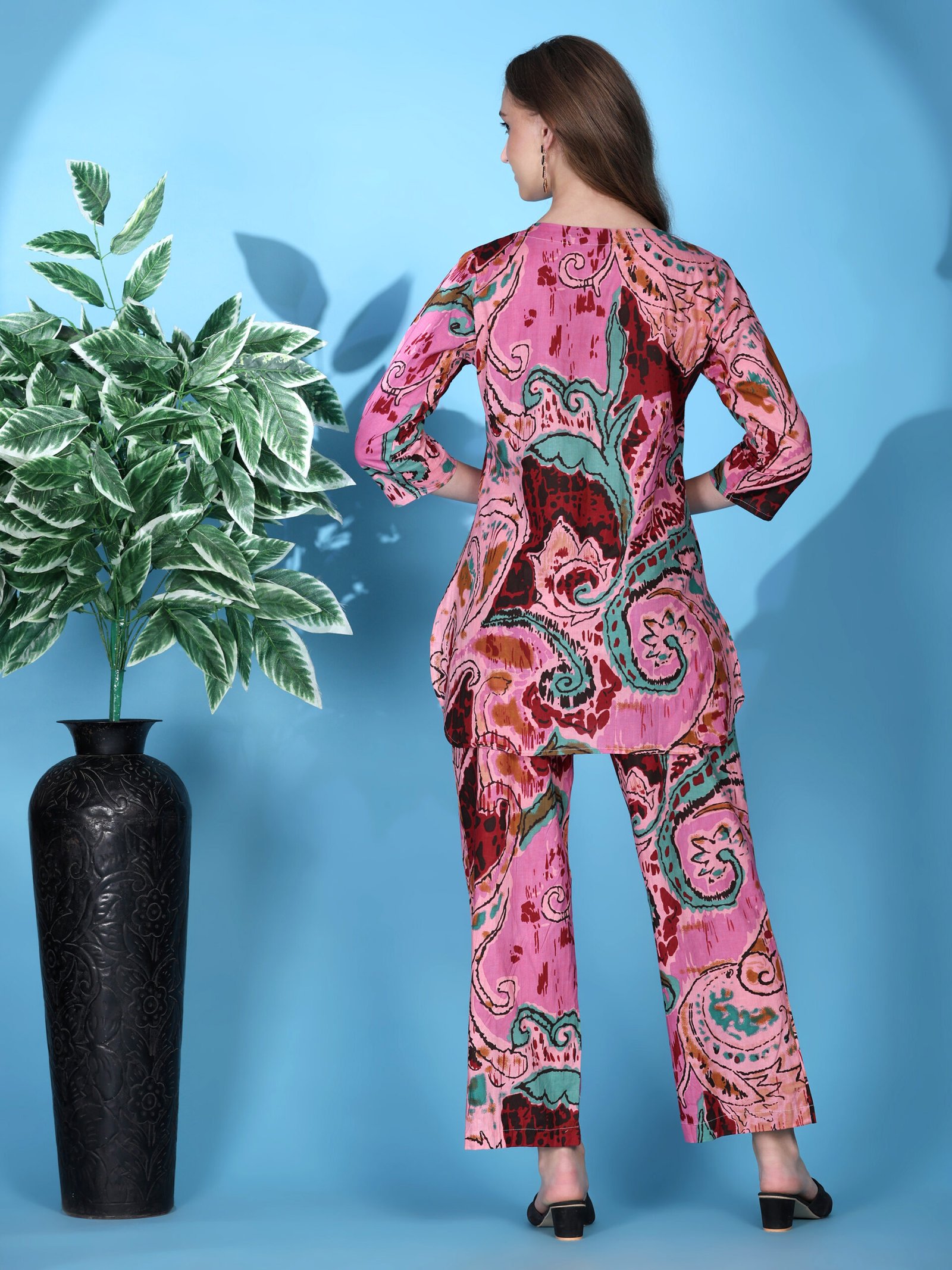 Printed Cotton Co-ord Set – Multi Colour - Image 3