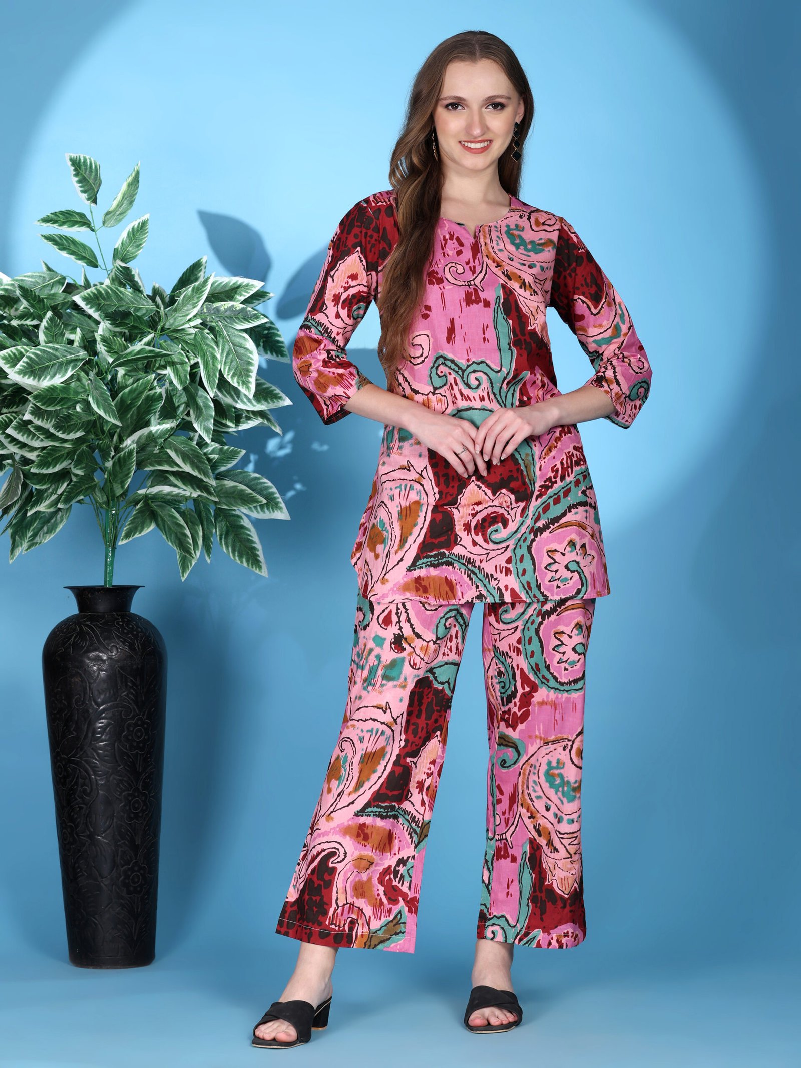 Printed Cotton Co-ord Set – Multi Colour - Image 6