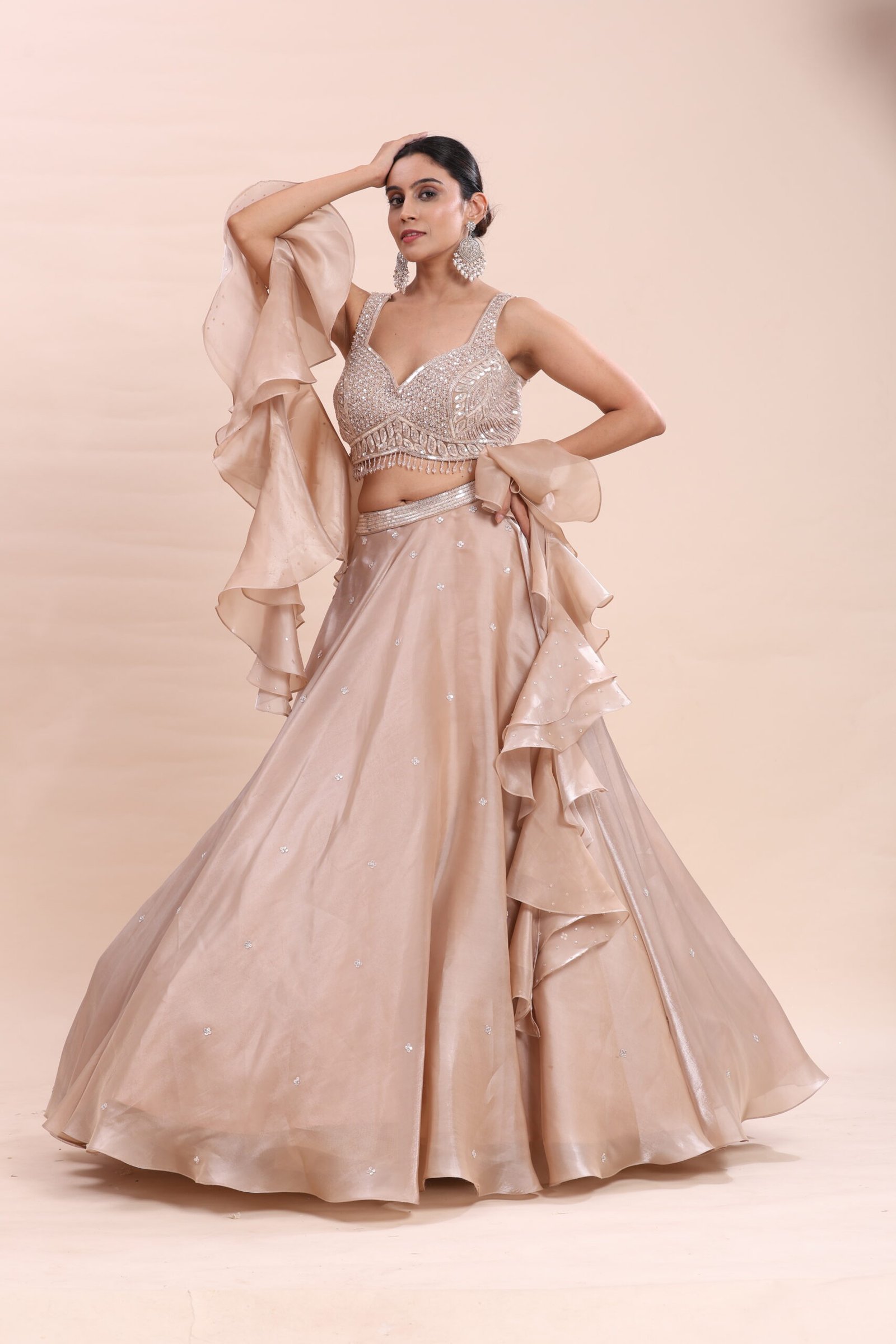 Ivory Ruffle Bridal Dream Lehenga - Image 3