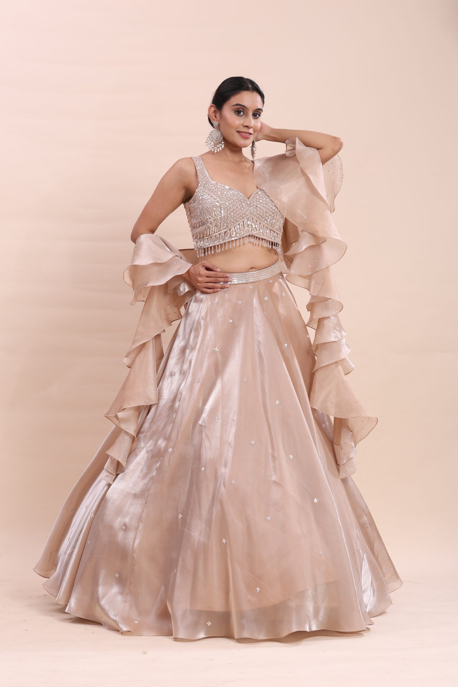 Ivory Ruffle Bridal Dream Lehenga - Image 4