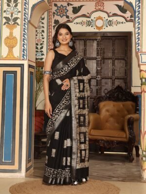 PRINT Saree - BLACK