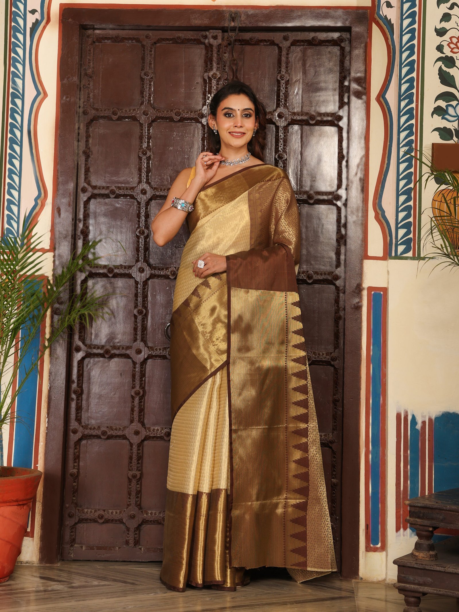JACQUARD Saree - GOLDEN