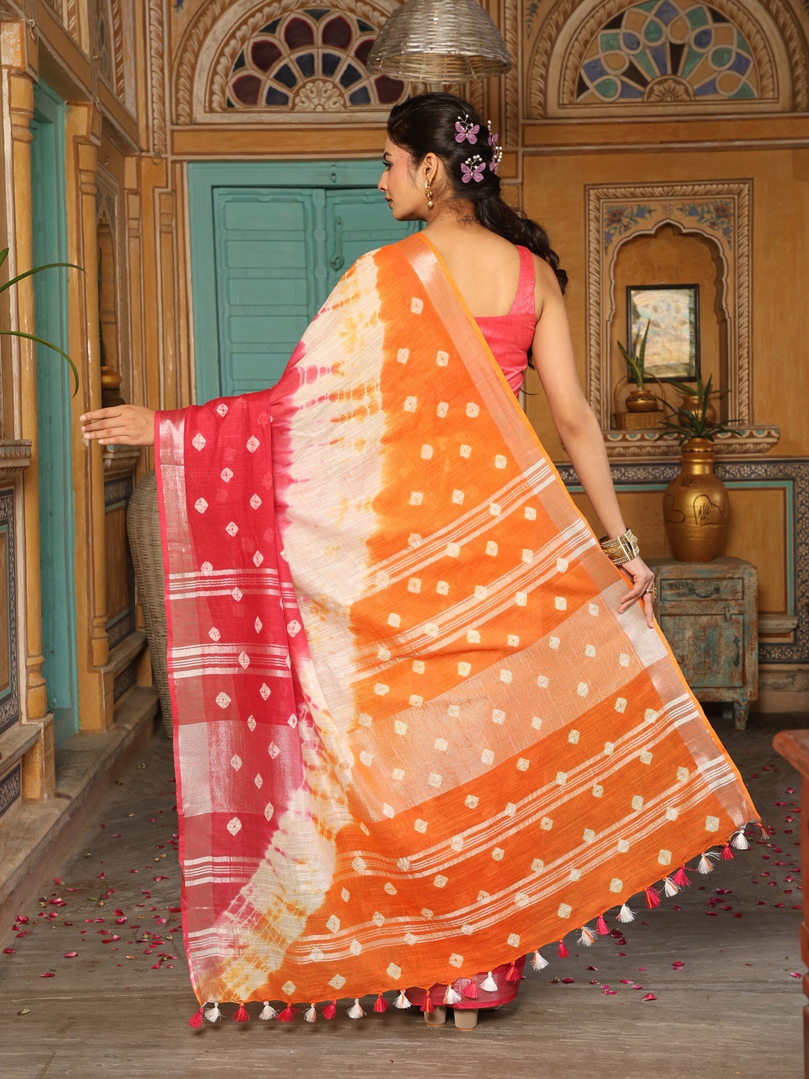 SIBORI Saree - PINK - Image 3