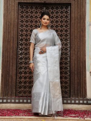 JACQUARD Saree - SILVER