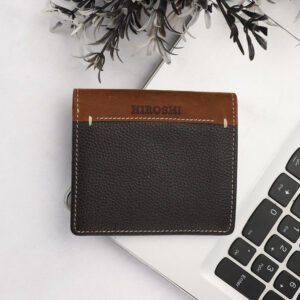 Aaron Dark Brown Tan Bi Fold Wallet