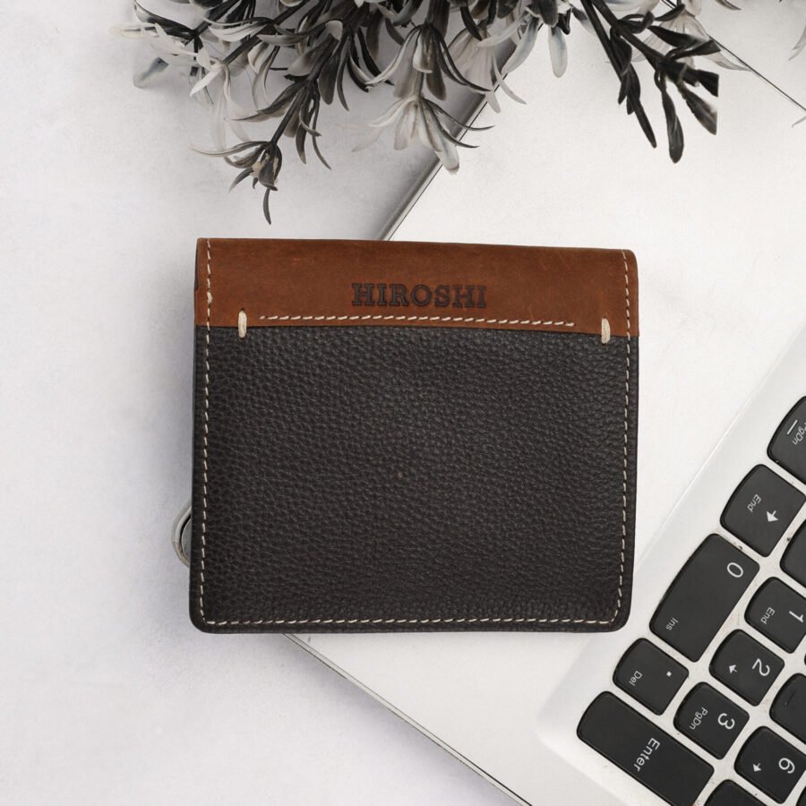 Aaron Dark Brown Tan Bi Fold Wallet