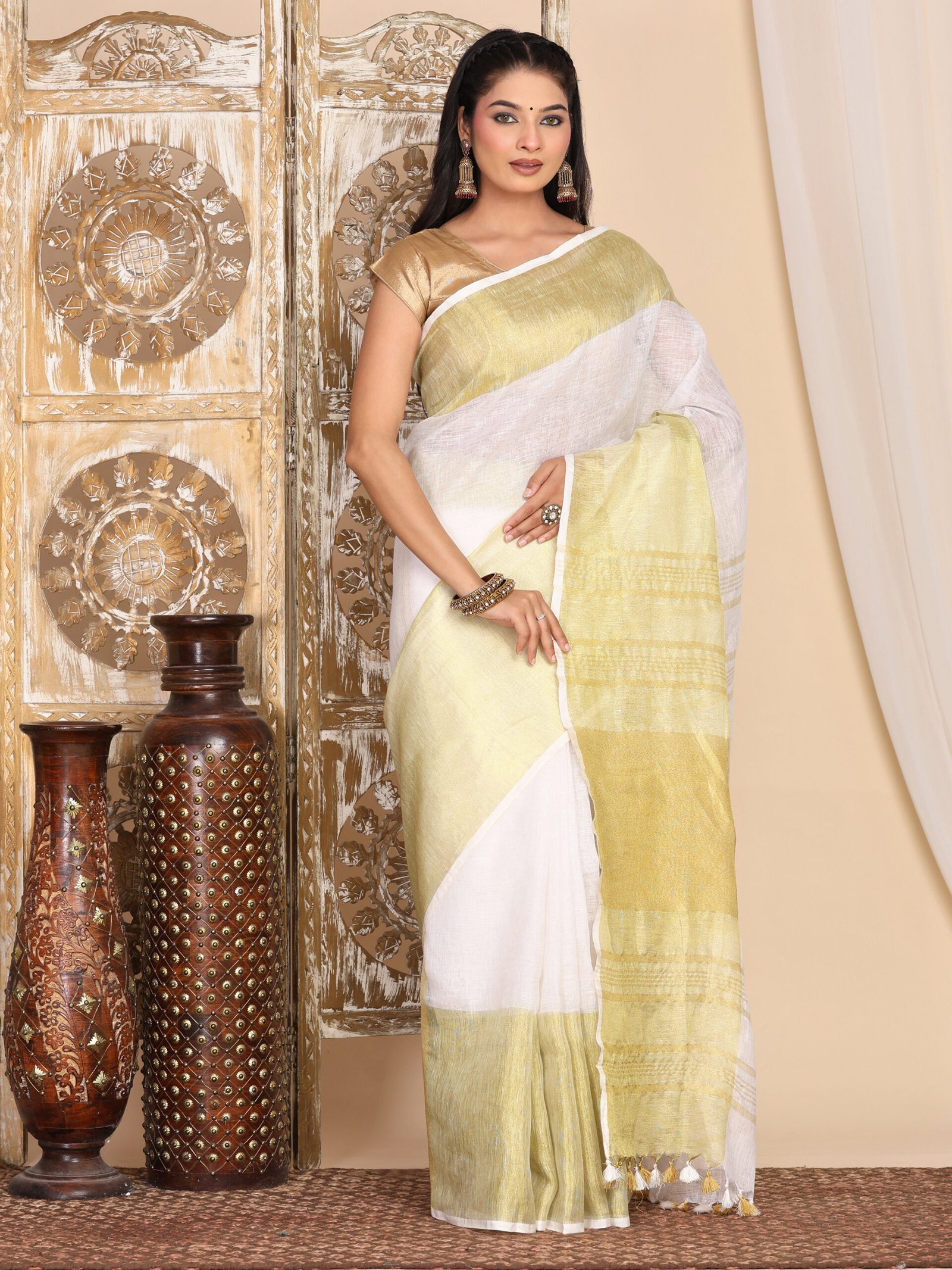 Pure White Linen Fabric