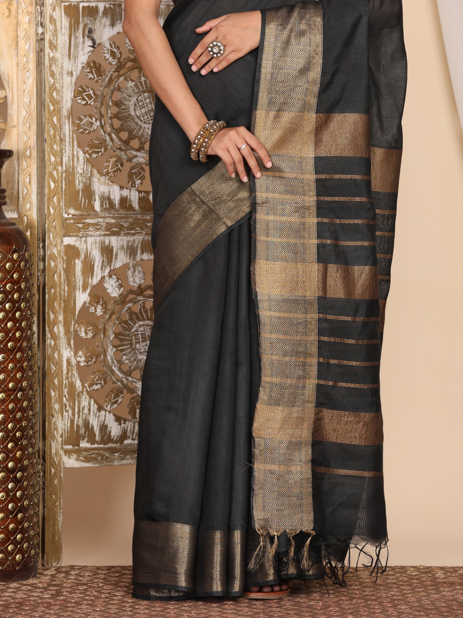 Black Semi Silk Fabric - Image 5