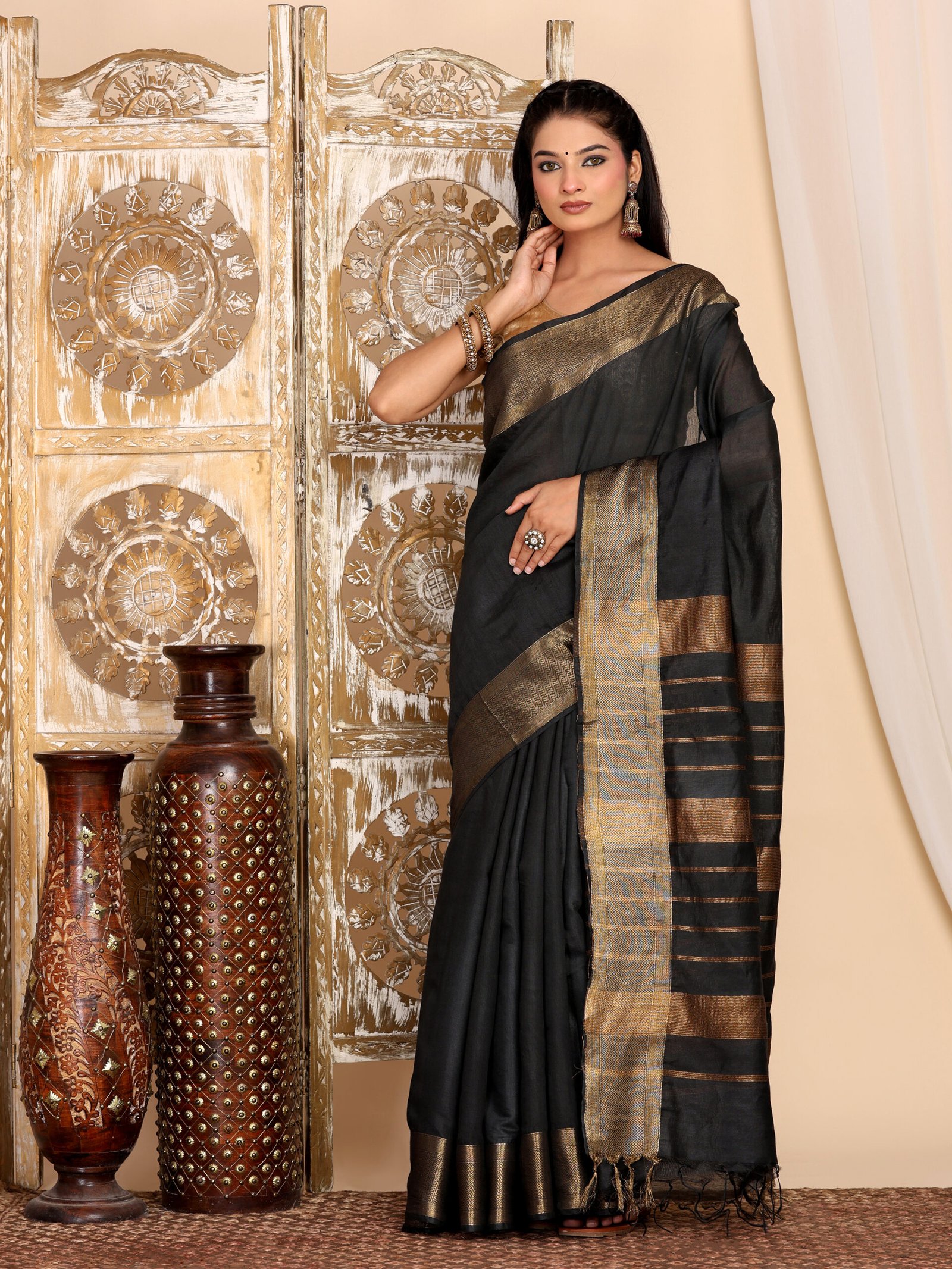Black Semi Silk Fabric - Image 9