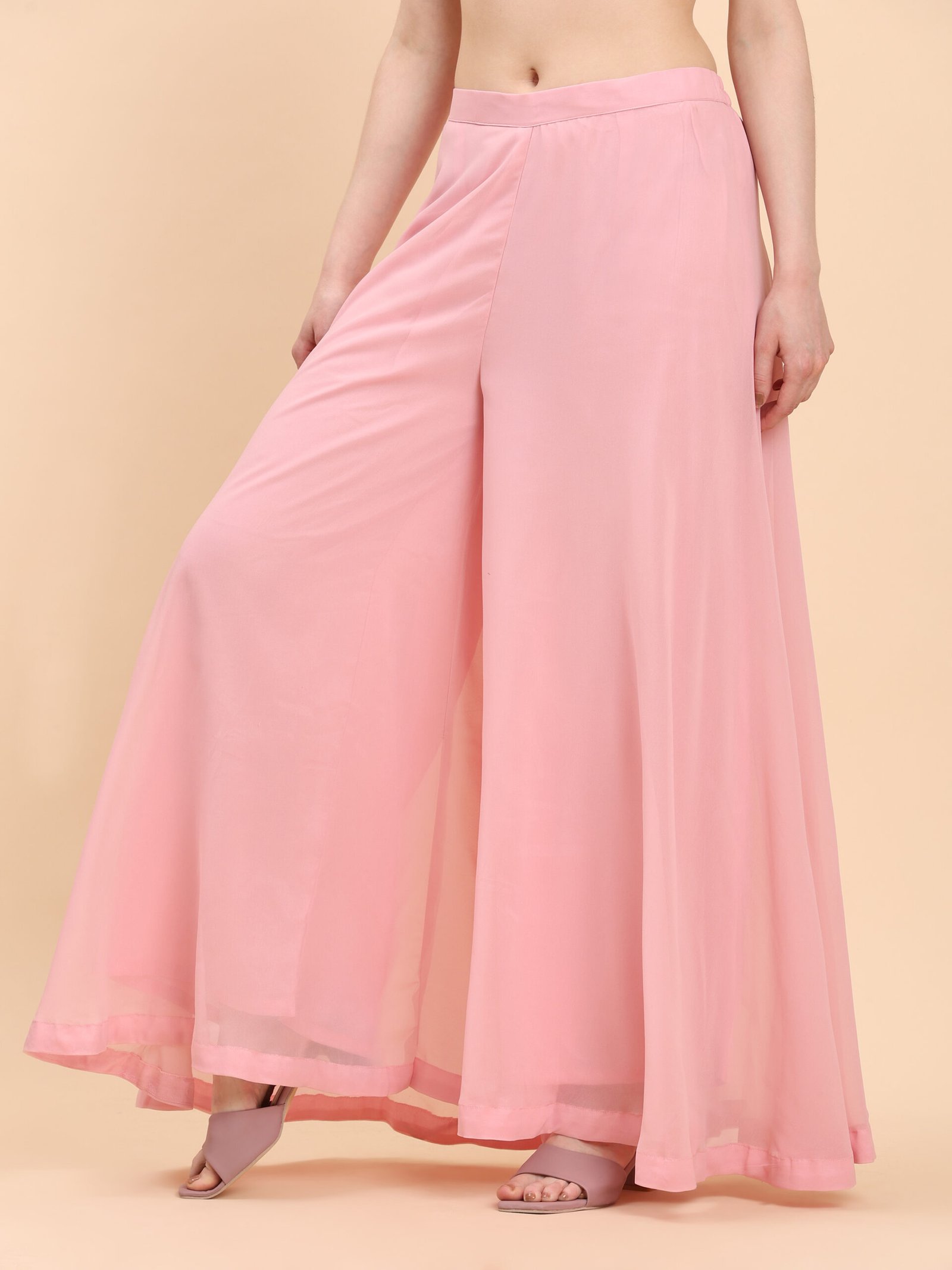 Elegant Pink Embellished Georgette Sharara Suit - Image 7
