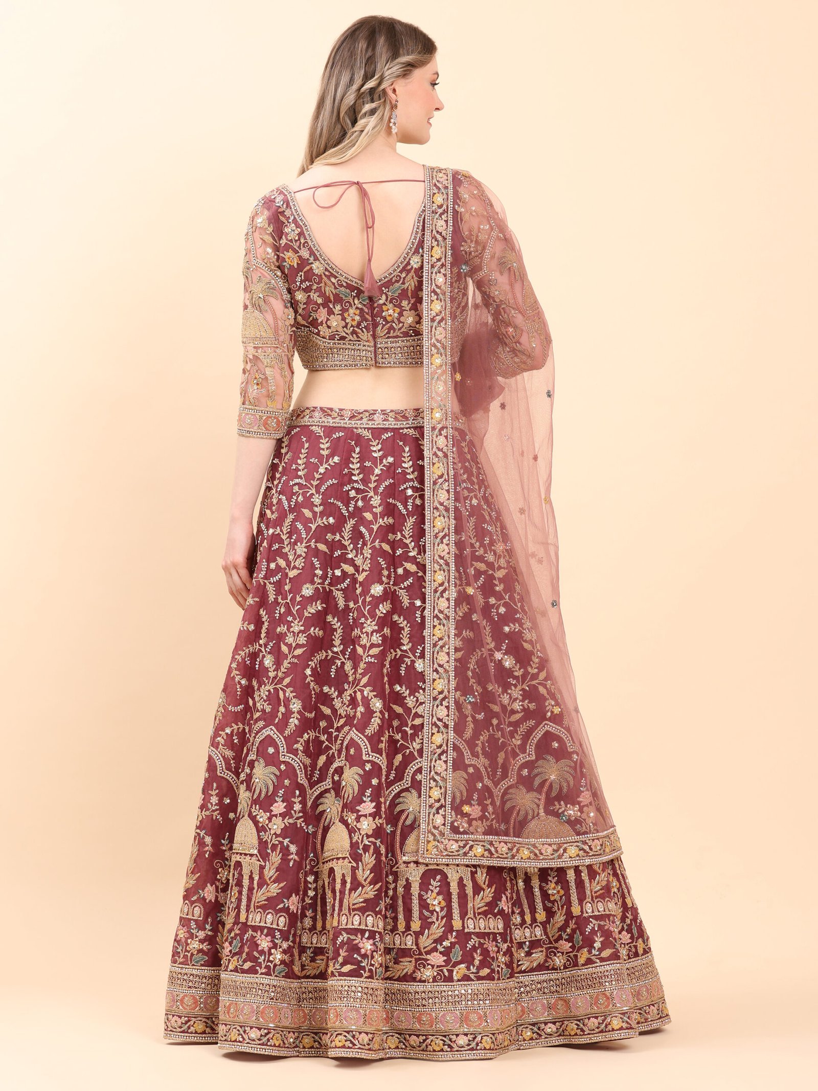 Royal Heritage Maroon Zari Lehenga - Image 7