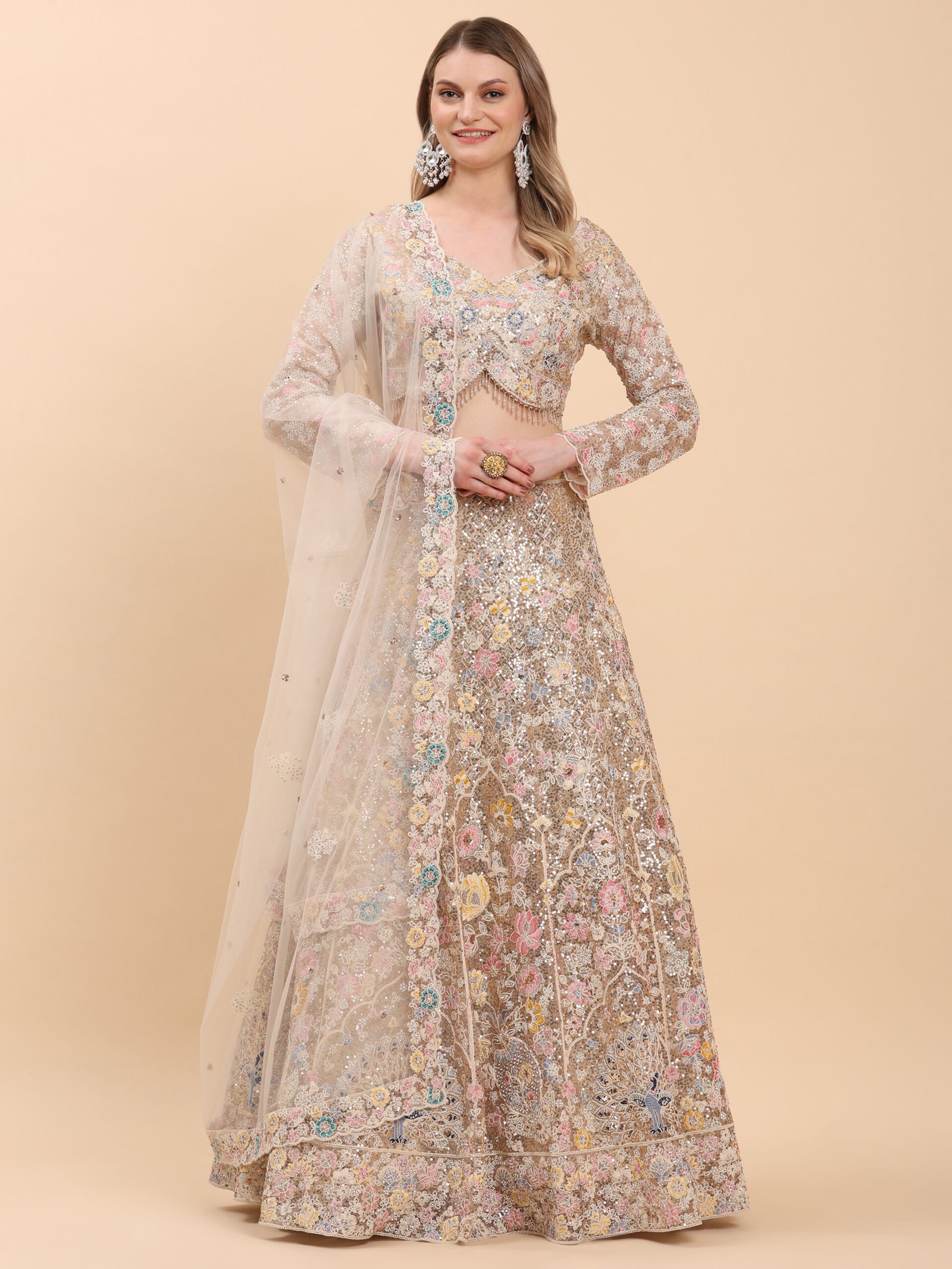 Ivory Blossom Enchanted Bridal Lehenga - Image 6
